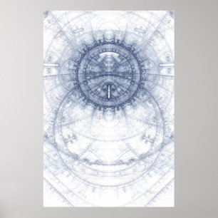 Abstraktes Blau auf weißem Thema Poster