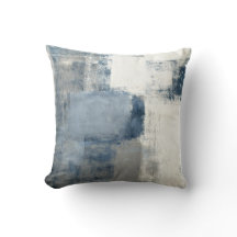 Abstraktes Blau/Grau/Weiß Kissen