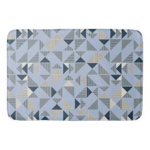 Abstraktes Blau-Graues Geometrisches Muster Badematte