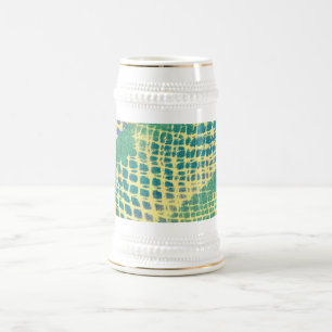 Abstraktes Blau Grün Lila Muster Steins Bierglas