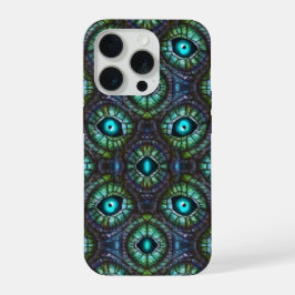 Abstraktes blau-grünes Augenmosaik iPhone 15 Pro Hülle