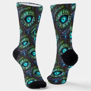 Abstraktes blau-grünes Augenmosaik Socken