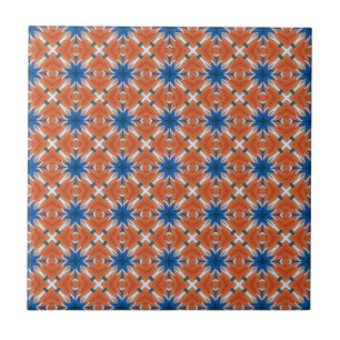 Abstraktes Blau Orange Grafikmuster Fliese