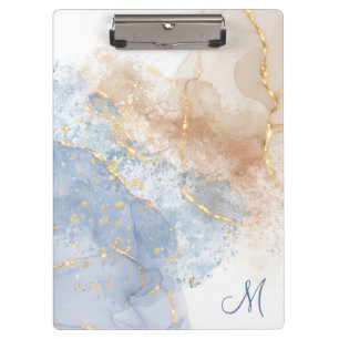 Abstraktes Blau, Taupe und Gold Klemmbrett