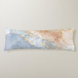 Abstraktes Blau, Taupe und Gold Seitenschläferkissen