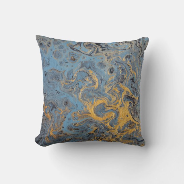 Abstraktes Blau-u. Goldkissen Kissen (Vorderseite)