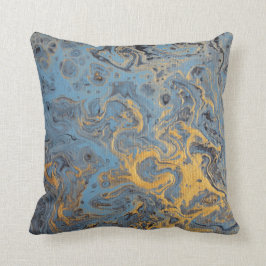 Abstraktes Blau-u. Goldkissen Kissen