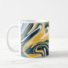 Abstraktes Blau- und Gelbblütenmuster Kaffeetasse