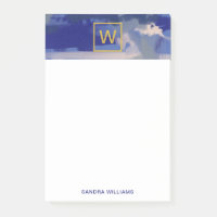 Abstraktes Blau und Gold Monogram