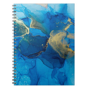 Abstraktes Blau- und Goldfragment mit farbigem Rüc Notizblock