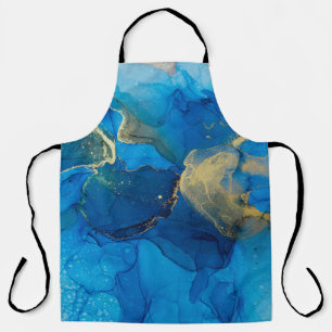 Abstraktes Blau- und Goldfragment mit farbigem Rüc Schürze