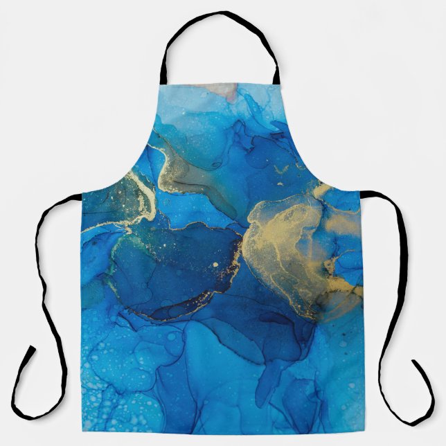 Abstraktes Blau- und Goldfragment mit farbigem Rüc Schürze (Vorderseite)