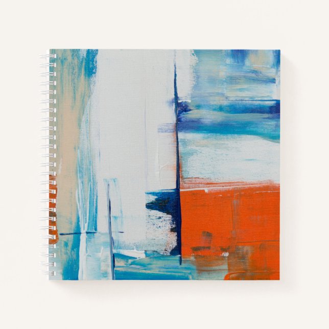 Abstraktes Blau und Orange Moderne Kunst Notizbuch (Vorderseite)
