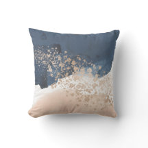 Abstraktes Blau und Rosa Außenkissen