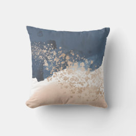 Abstraktes Blau und Rosa Außenkissen Kissen
