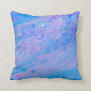 Abstraktes Blau und Rosa Bubbly Meerjungfrau Kissen