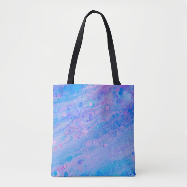 Abstraktes Blau und Rosa Bubbly Meerjungfrau Tasche (Vorderseite)