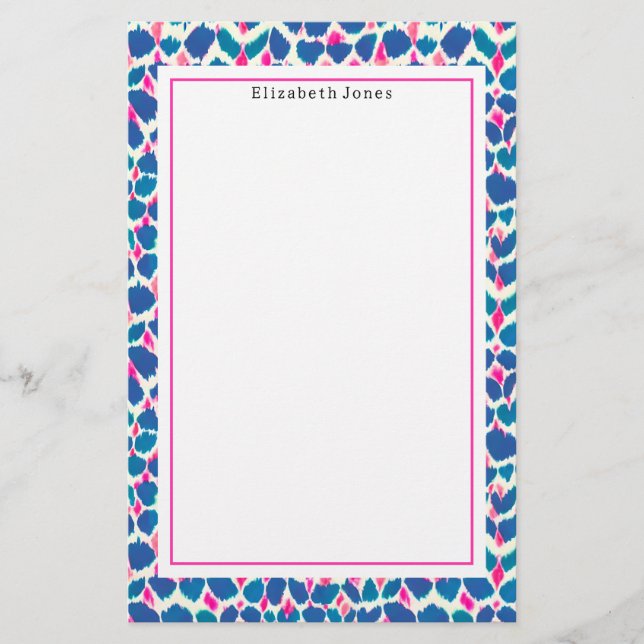 Abstraktes Blau- und rosa Punktmuster Briefpapier (Vorderseite)