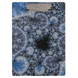 Abstraktes Blau und Schwarzes Fraktal Klemmbrett