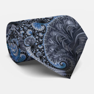 Abstraktes Blau und Schwarzes Fraktal Krawatte