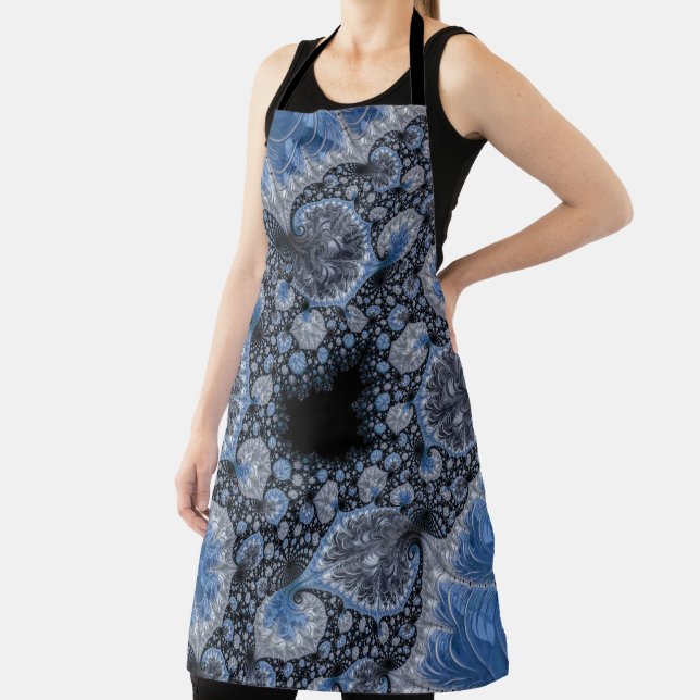 Abstraktes Blau und Schwarzes Fraktal Schürze (InSitu)