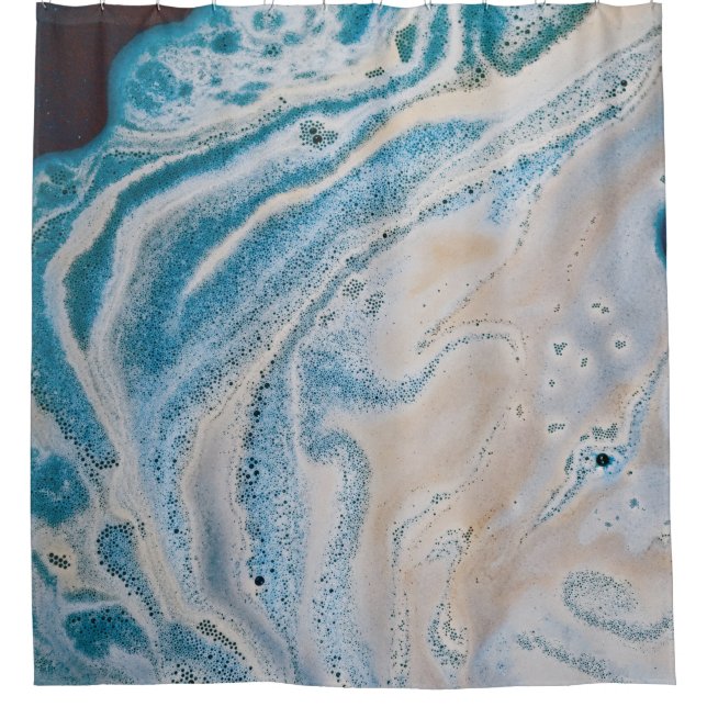 Abstraktes Blau-Weiß-Bild Duschvorhang (Vorderseite)