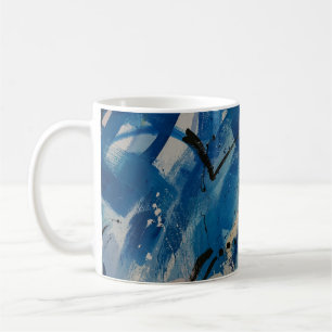Abstraktes Blau-Weiß-Bild Kaffeetasse