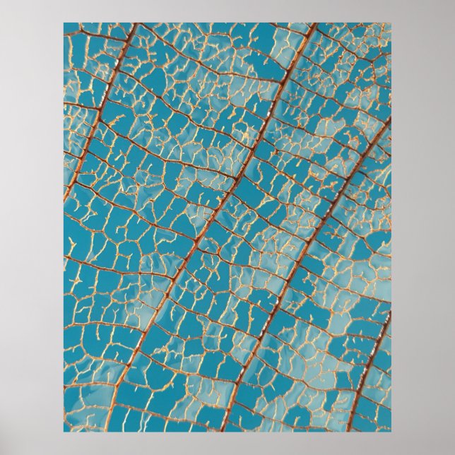 Abstraktes Blau-Weiß-Bild Poster (Vorne)