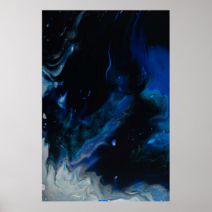 Abstraktes Blau-Weiß-Bild Poster