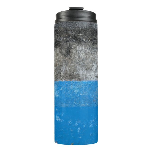 Abstraktes Blau-Weiß-Bild Thermosbecher (Vorderseite)