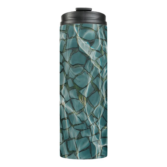 Abstraktes Blau-Weiß-Bild Thermosbecher (Vorderseite)