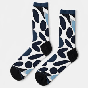 Abstraktes blau-weiß geometrisches Muster Socken