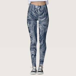 Abstraktes blau-weißes Muster Leggings