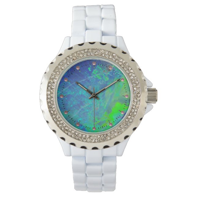 ABSTRAKTES BLAUE GREEN OPAL FOTO ARMBANDUHR (Vorderseite)
