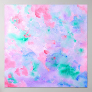 Abstraktes blaues Aquarellbild Poster