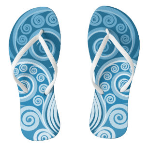 Abstraktes Blaues Blätter ohne Fronds Flip Flops