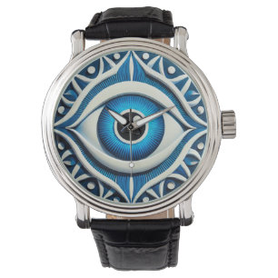 Abstraktes blaues böse-Augen-Symbol Armbanduhr