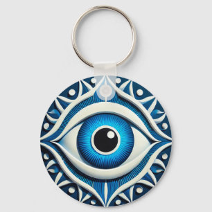 Abstraktes blaues böse-Augen-Symbol Schlüsselanhänger