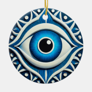 Abstraktes Blaues Böse Keramik Ornament