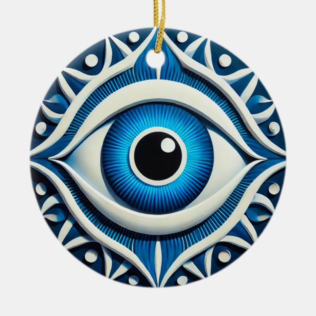 Abstraktes Blaues Böse Keramik Ornament (Vorne)
