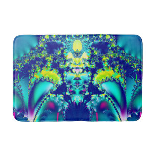 Abstraktes blaues Cyan Green-Fraktal Badematte