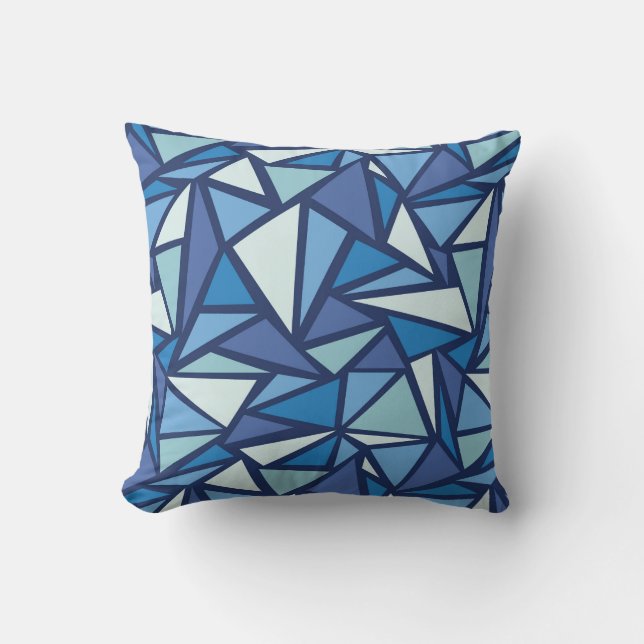 Abstraktes blaues Eis Crsytal Muster Kissen (Vorderseite)