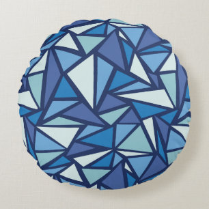 Abstraktes blaues Eis Crsytal Muster Rundes Kissen