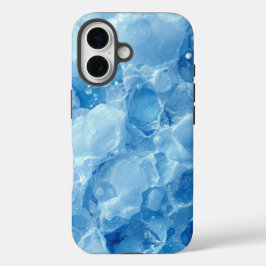 Abstraktes blaues gefrorenes Eis-Kristall-Texturmu iPhone 16 Hülle