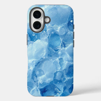 Abstraktes blaues gefrorenes Eis-Kristall-Texturmu iPhone 16 Hülle