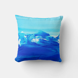 Abstraktes blaues Kunstmalerei-Hintergrund. Modern Kissen