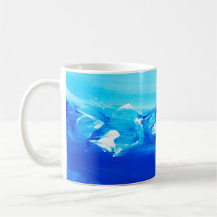 Abstraktes blaues Kunstmalerei-Hintergrundbild. Mo Kaffeetasse