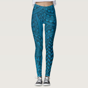 Abstraktes blaues Kunstmuster Leggings