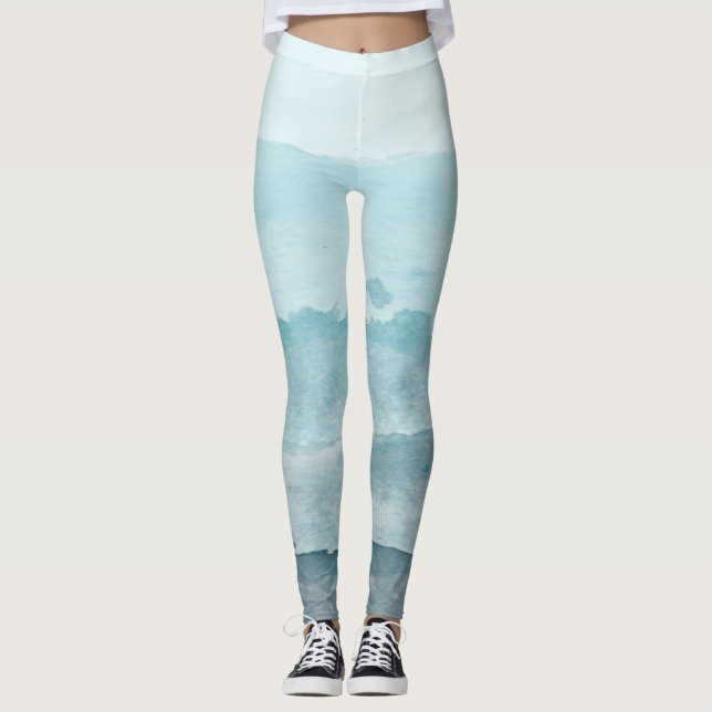Abstraktes blaues Meer Leggings (Vorderseite)