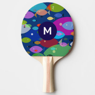 Abstraktes blaues Monogramm Tischtennis Schläger